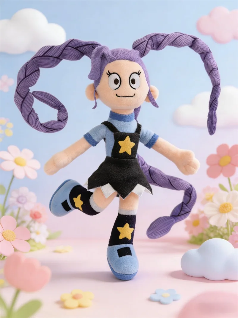 2026 Cute Girl  Lily Plush Doll with Purple Long Braids Birthday & Holiday Gift for Kids Soft Stuffed Toy Collectible