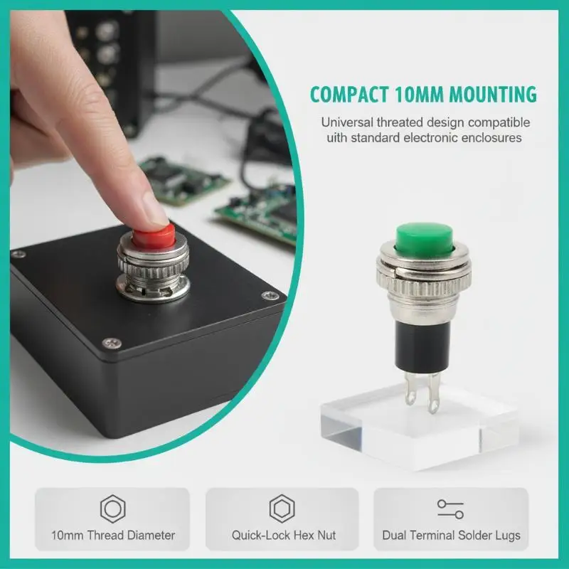 10Pcs 10mm Momentary Push Button Switch DS-314 DS-316 Self Reset Threaded Panel Mount Switch For DIY Electronic Circuit Projects