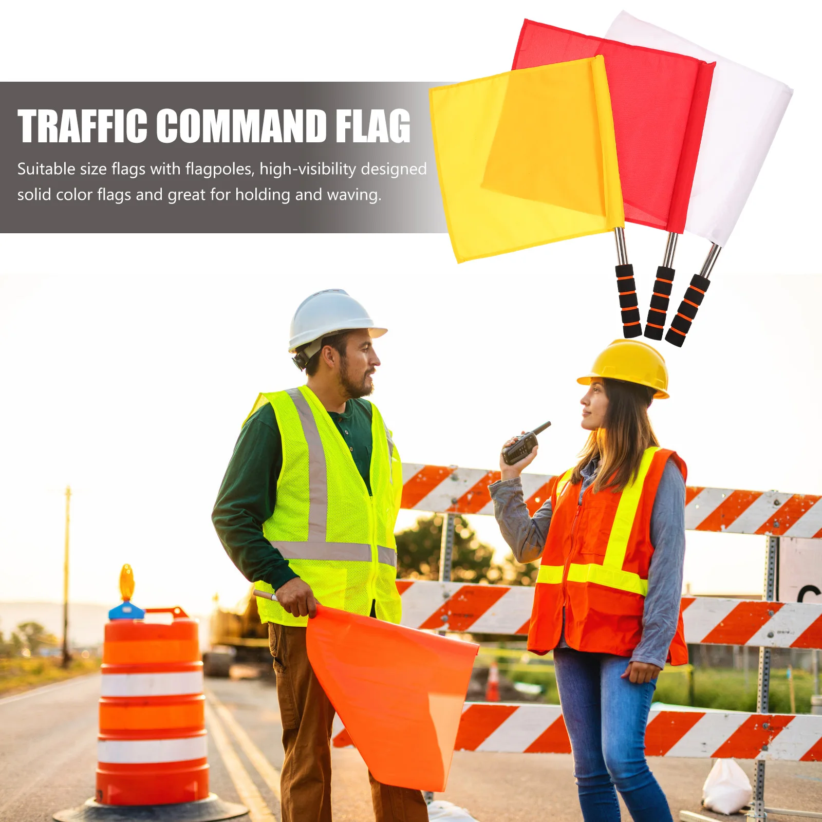 

3Pcs Traffic Flags High Visibility Referee Handheld Signal Flags Outdoor Football Racing Use Horse Training Equipment
