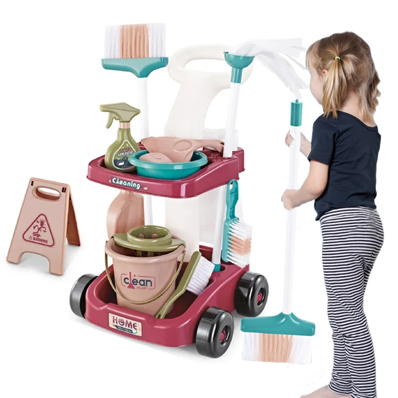 Children's Simulated Life Cleaning Toys Cleaning Pretend Play Toy Set and Sanitation Simulation Broom Vacuum Cleaner Tool Cleani