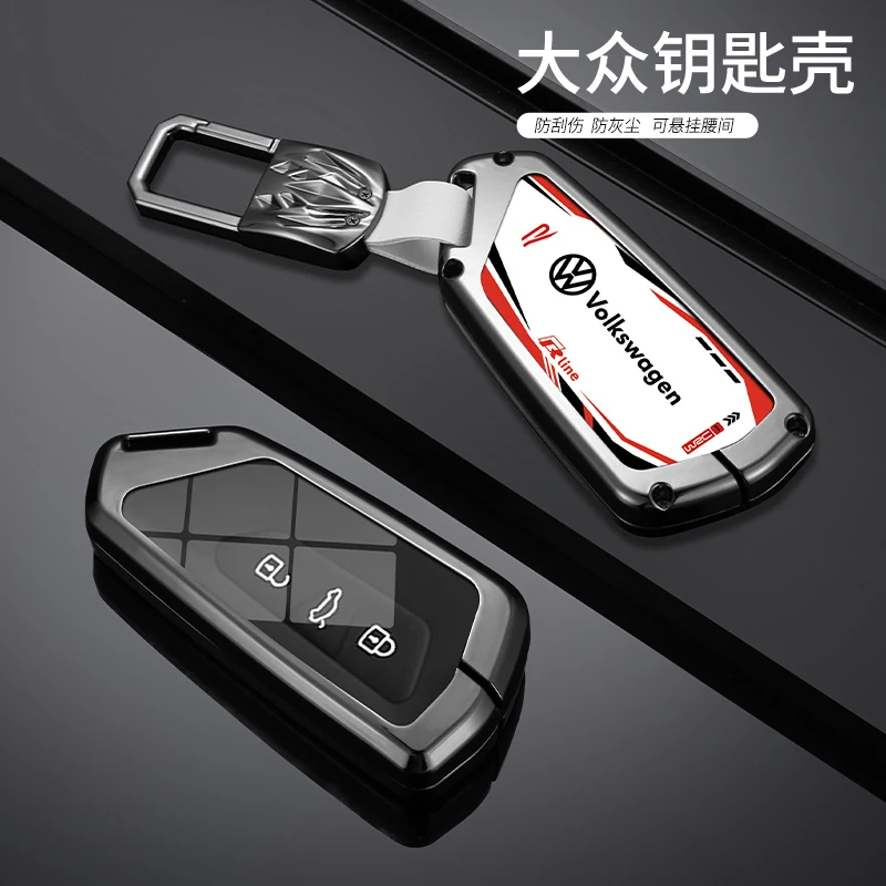 Zinc Alloy Car Smart Remote Key Case Full Cover Shell For VW Volkswagen Golf 8 MK8 ID.3 ID.4 Protector Keychain Auto Accessories