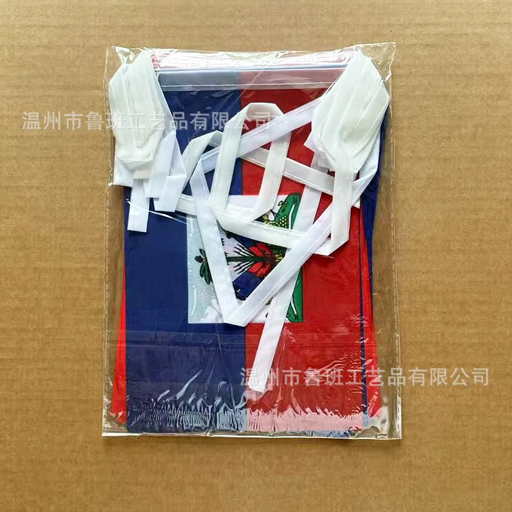 （TIKI FLAG）20pcs/lot Haiti bunting flags 14x21cm Pennant Haiti String Banner Festival Party Holiday for decoration