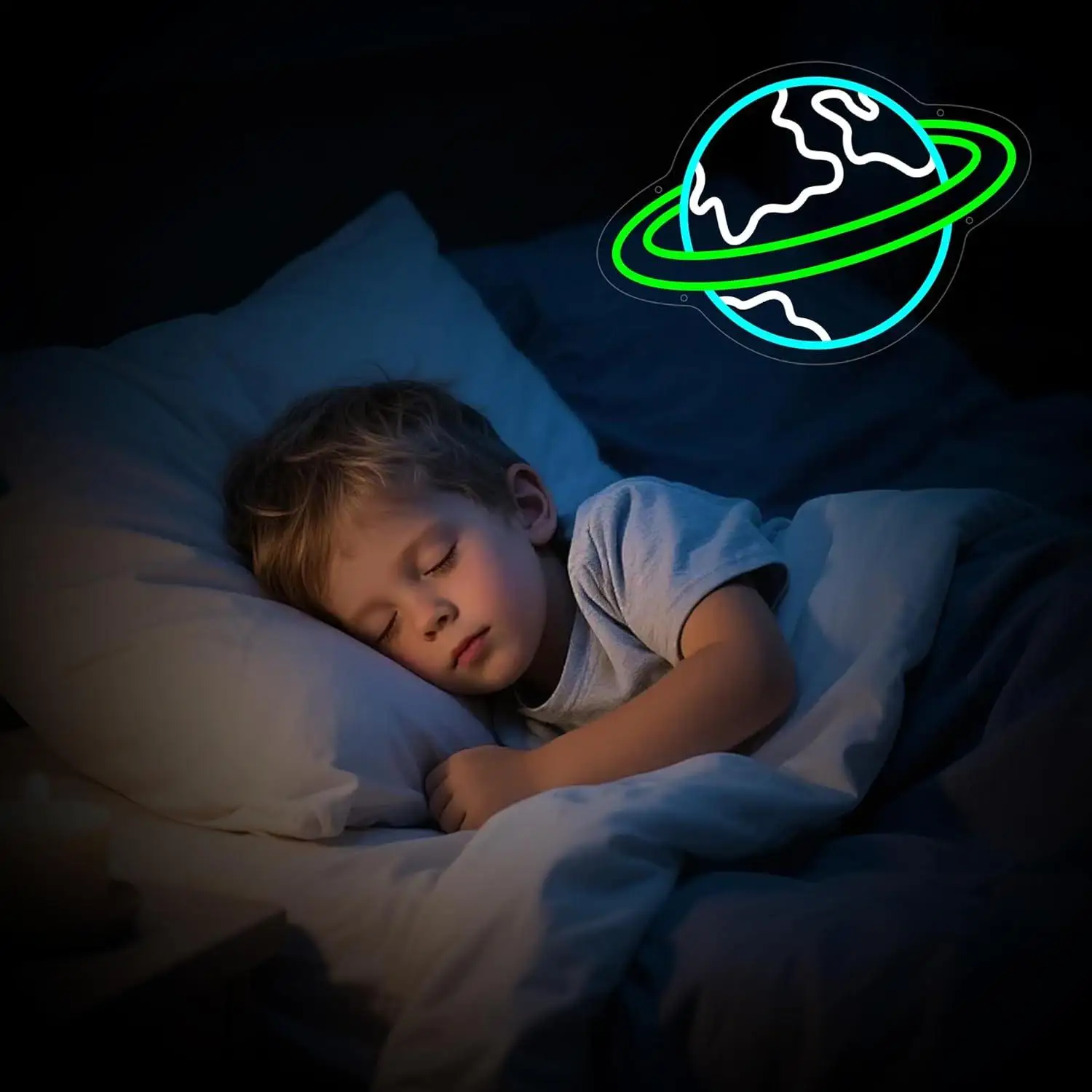 Earth Neon Sign Planet Dimmable Neon Light Sign for Bedroom Game Room Living Room Bar Decoration Gifts for Kids Night Light - view 4