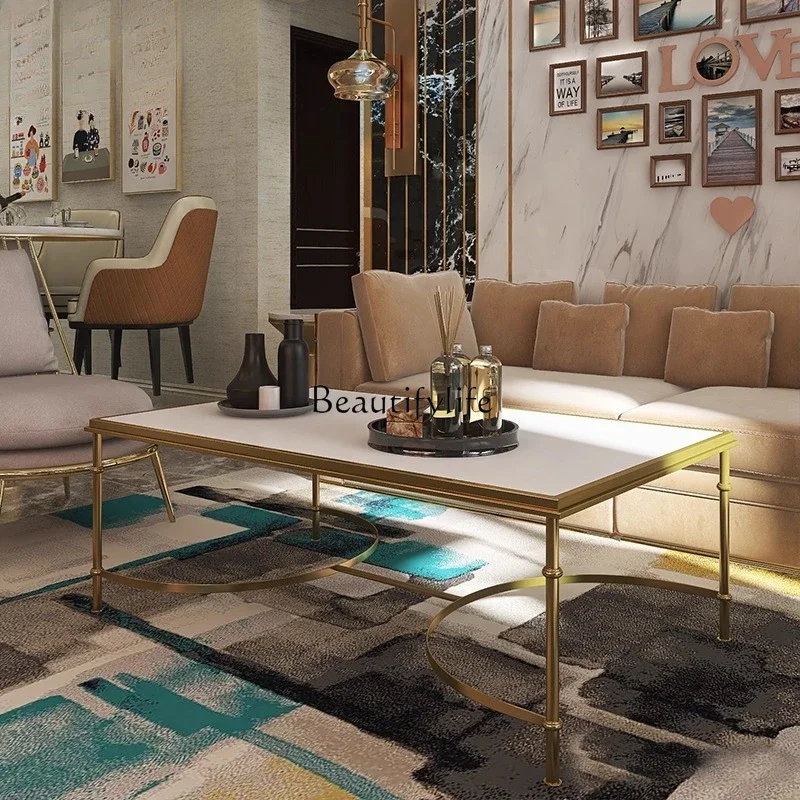 

yj5 Nordic marble coffee table modern simple living room light luxury tea table
