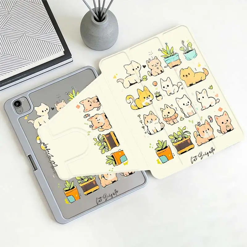 Tri-Fold 360° Rotation Smart Case For IPad Mini6 8.3 Pro 10.5 Pro11 iPad 10.2 7/8/9 4/5 10.9 10th iPad A16 2025 11 Air11/13