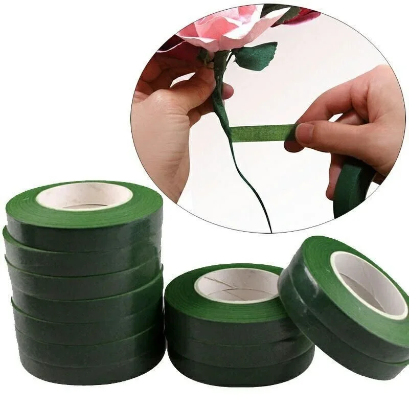 30 Yard 12MM Floral Stem Tape Corsages Buttonhole Artificial Flower Stamen Wrap Florist Green Tapes Nylon Flower Supplies