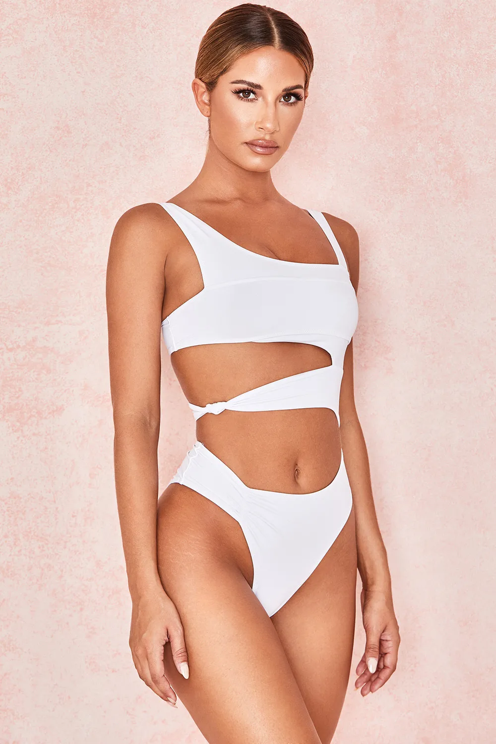 Sexy Bikini Set One Shoulder One Piece Swimsuit 2021 New Off Shoulder White Patchwork Swimwear Bodysuit Bathing Suit Black