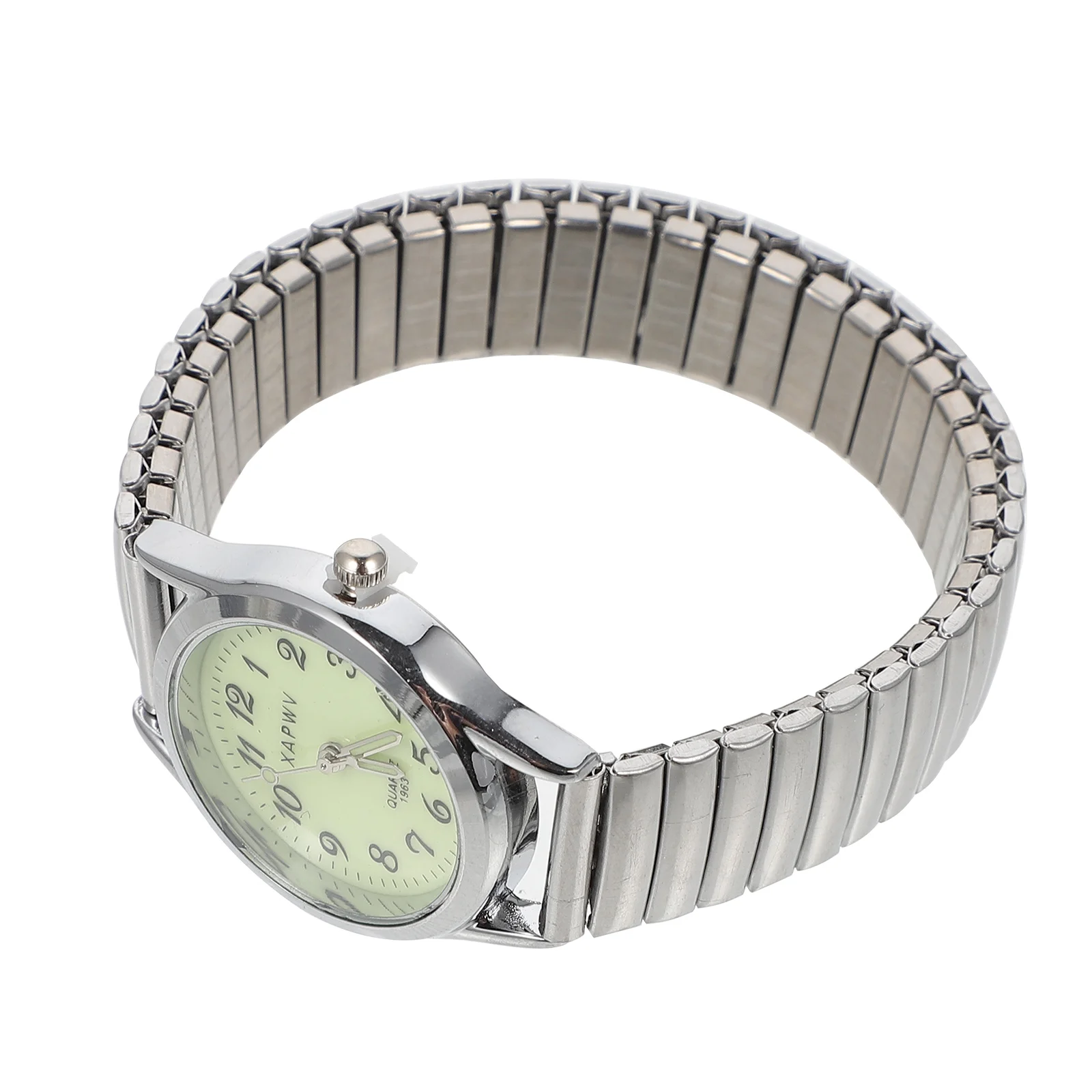 Old Man Watch Ladies Watches Elastic Band Wristwatch Silver Elderly Woman