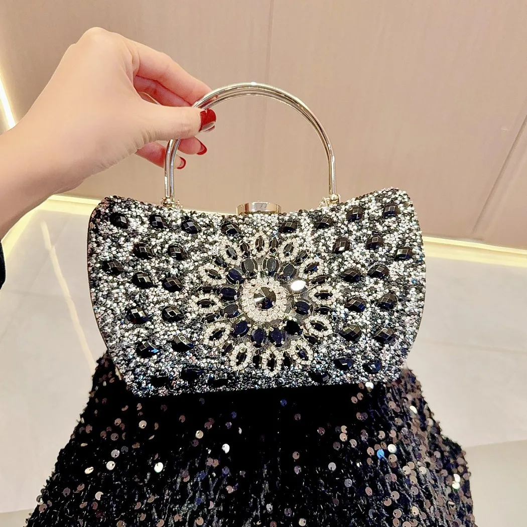 

Luxury Crystal Evening Dinner Handbag Women Full Diamonds Party Wedding Purse Rhinestones Clutches Bags Female Sparkly Prom