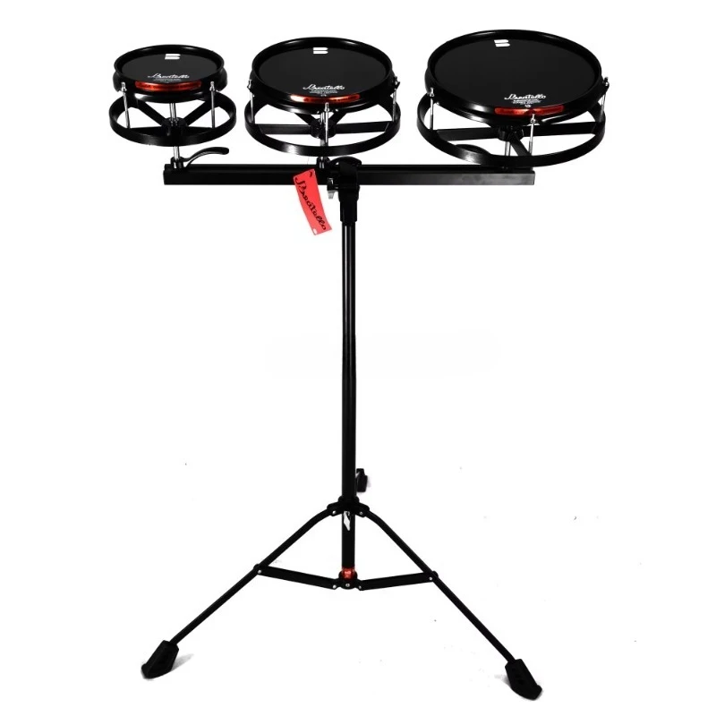 Juego de batería de 6 "8" 10 "Tom 3 unids/set con cabezal de impacto de bajo negro y percusión con soporte giratorio