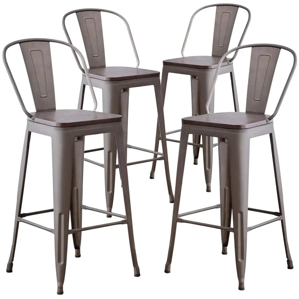 

Set of 4, 30-inch High Back Bar Stools with Larger Seats and Backs for Kitchen Dining