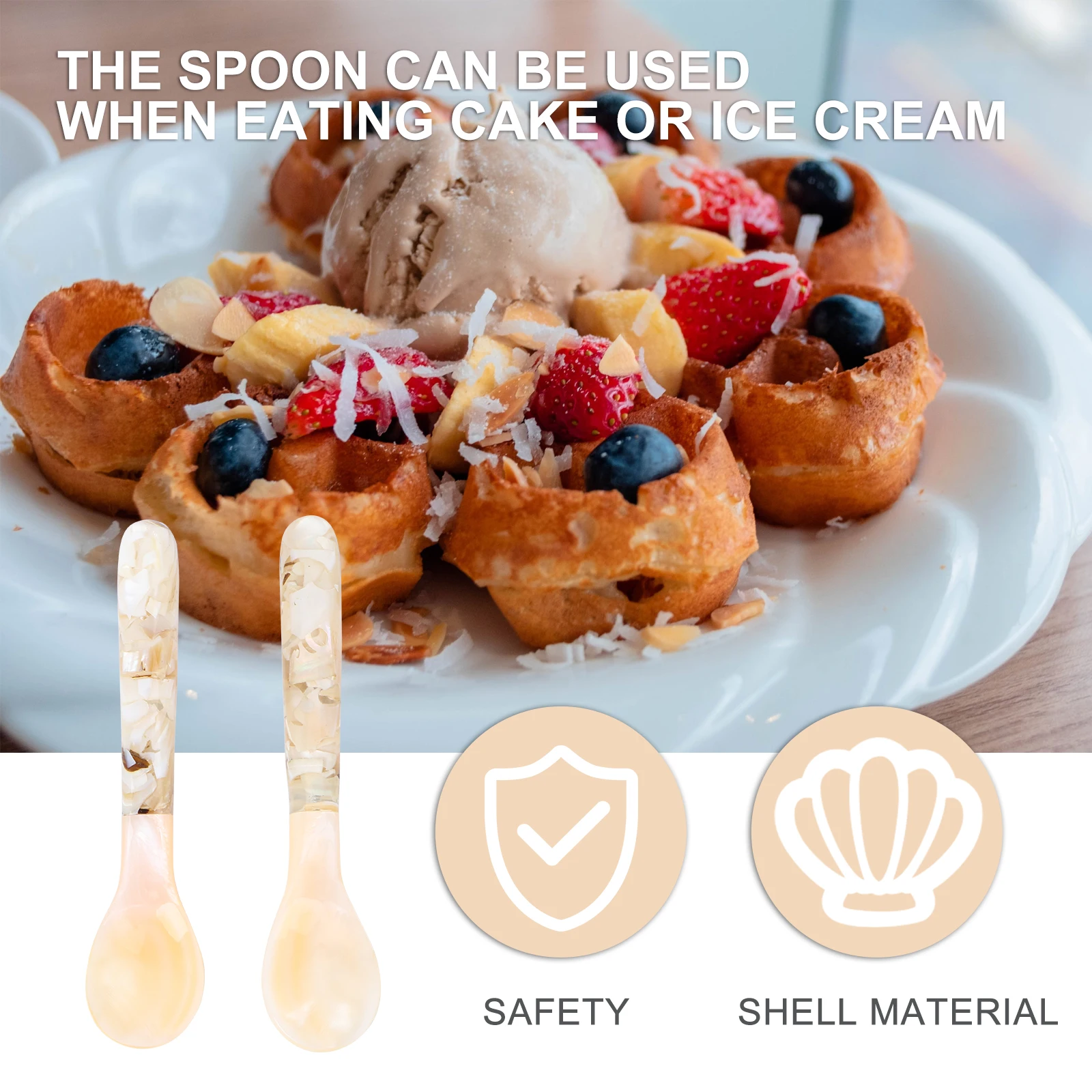 

2Pcs Shell Natural Seashell Smooth Kitchen Coffee Dessert Spoon Unique Design Shell Spoon Dessert Spoons Homeware