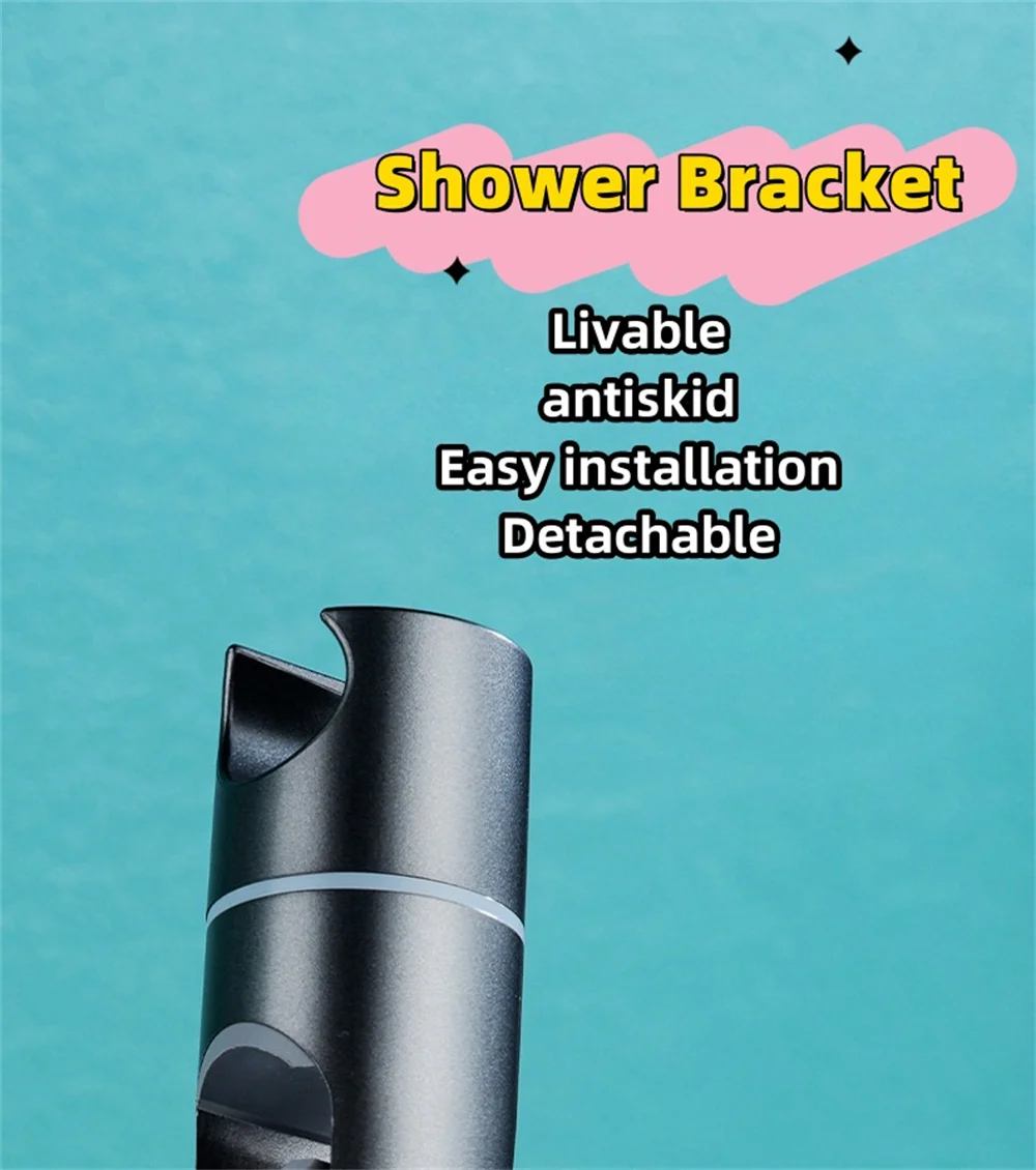 ABS Einstellbare Dusche Kopf Halter Dusche Halter Clamp Duschkopf Schiene Rutsche Halterung Bad Zubehör Rotation Haken Design – Detail 1