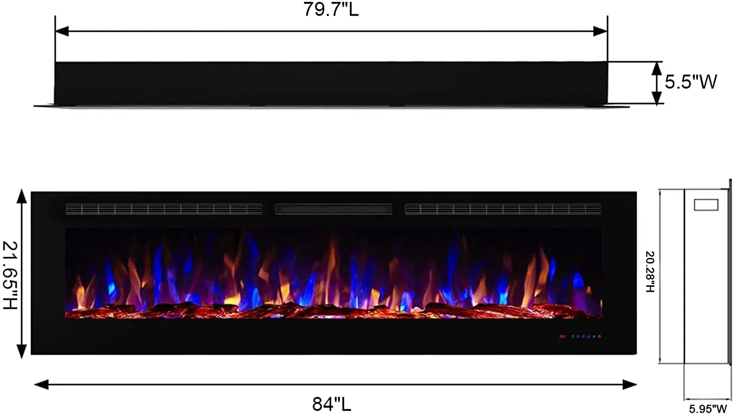 Luxstar Indoor 84 Inch Media Recessed Electric Fireplace Heaters Power Adjustable Parts Sales Color Easy Remote Clean Safe