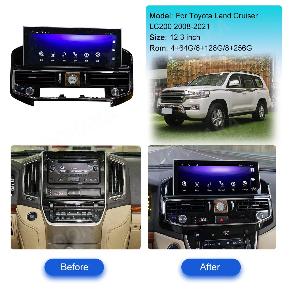 8+128GB For TOYOTA LAND CRUISER 200 2016-2020 Android 11 Car Radio Video Player GPS Navi Autostereo Multimedia IPS HD Big Screen