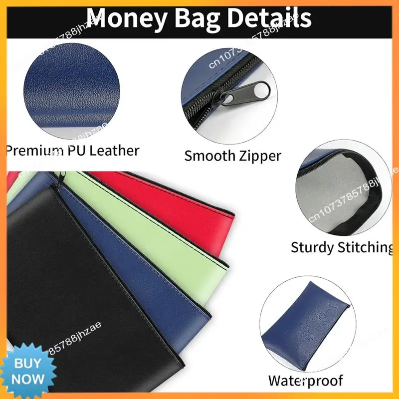 A10R Zippered Money Pocket 11 X 6.25 Inches, Secure Bank Pocket Forcoins, Bills, Checks, Invoices, Cosmetics