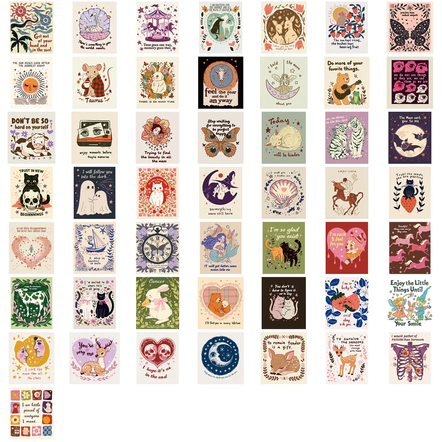 50/100PCS Whimsical Motivational Doodle Stickers, Inspirational Decals for Guitar Notebook Suitcase Phone Skateboard Helmet