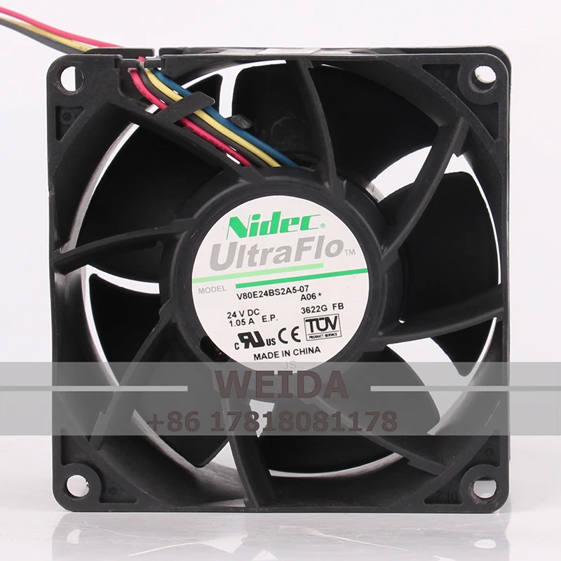 

Case Fan for NIDEC V80E24BS2A5-07 80*80*38mm 24V 1.05A 8038 Server High Airflow Cooling Fan