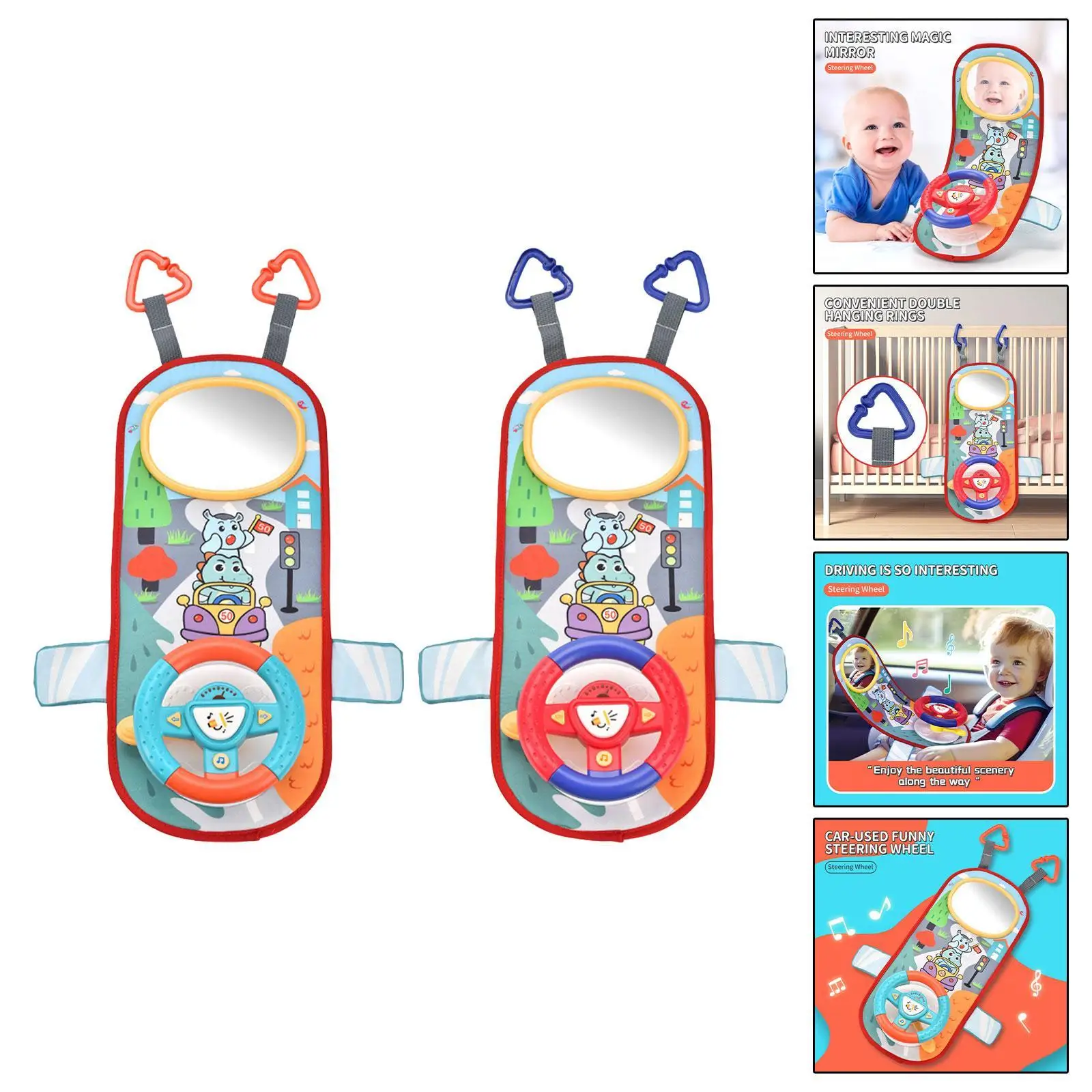 Musical Steering Wheel High Interactive Toy Fine Motor Skill Hanging on Crib Early Educational for Travel Entertain s