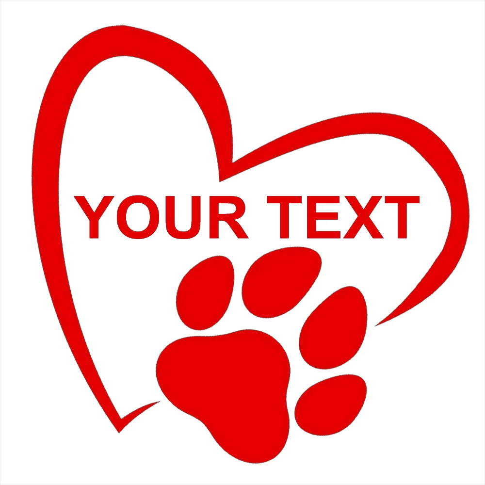 Personalized Heart with paw Print 4“ 5” 6" 7“  White Window Sticker Decal – Cat, Dog, Car view 5