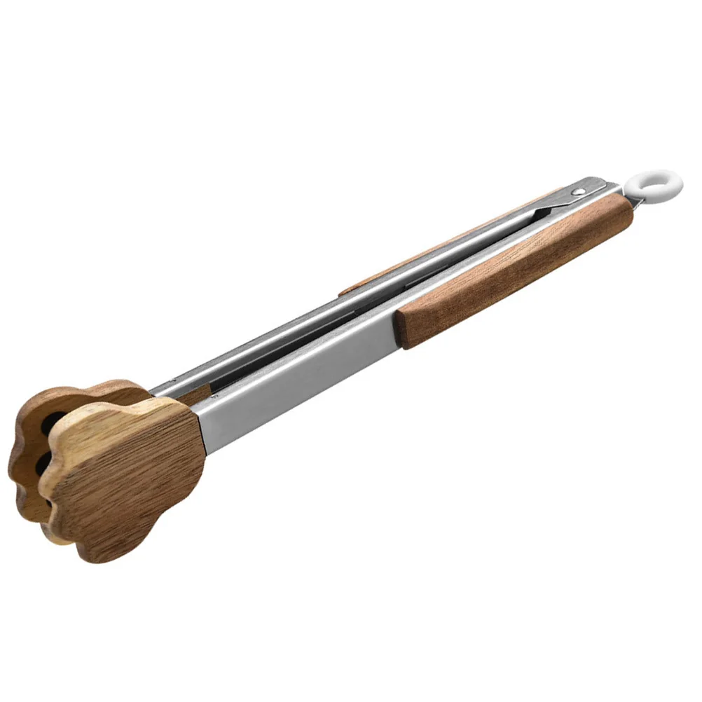 

Cat Paw Food Tongs Stainless Steel Wooden Handle For Bread Cake Dessert Pasta Salad Buffet Bbq Catering Kitchen Supplies