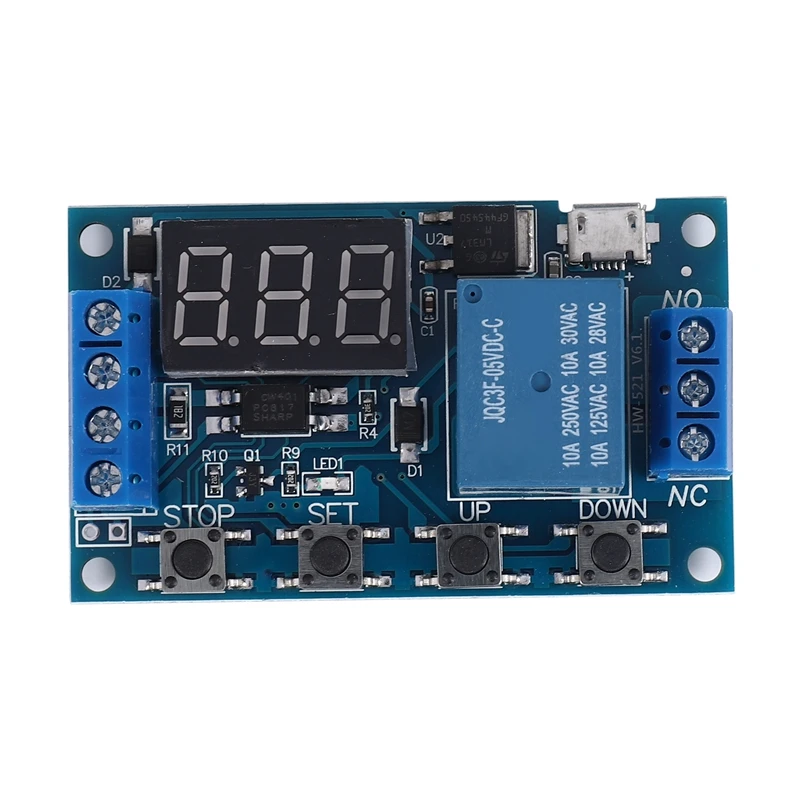 ABYL HW-521 Digital Time Delay 1 Way Relay Trigger Cycle Timer Delay Switch Circuit Board Timing Control Module