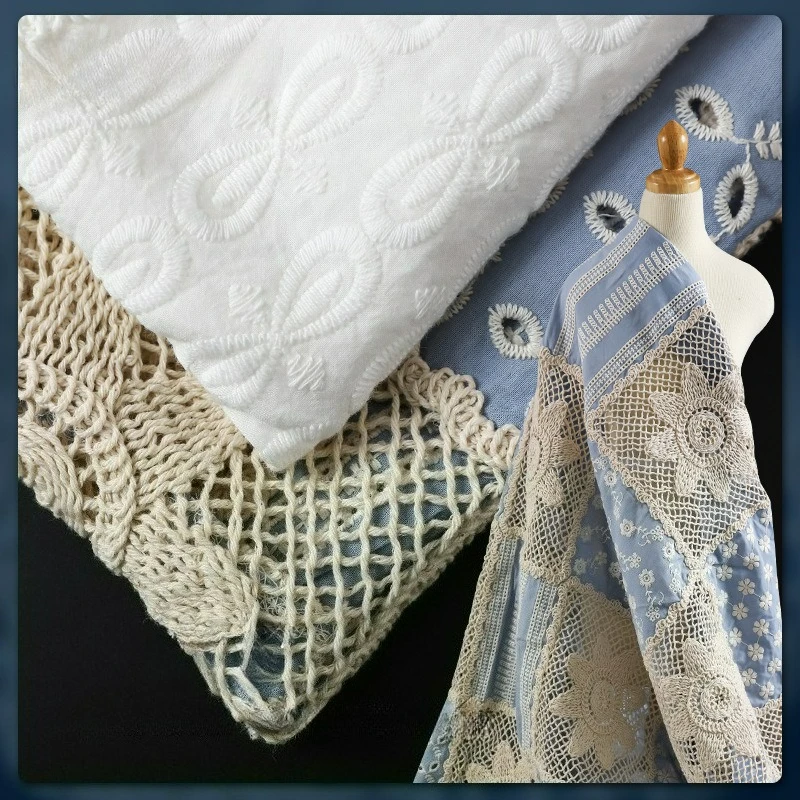 

3D Hollow Cotton Embroidered Fabric Unique Dress Apparel Home Decorative Cloth Designer Fabric