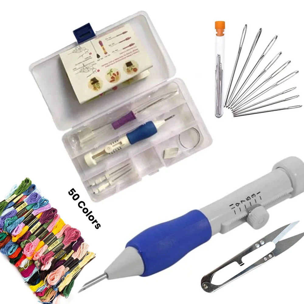 1 DIY Stickerei-Punch-Needle-Set mit Box, Stickereistift, Stoffstickerei, Stricknadel, Nähwerkzeugen (zufällige Farbe)