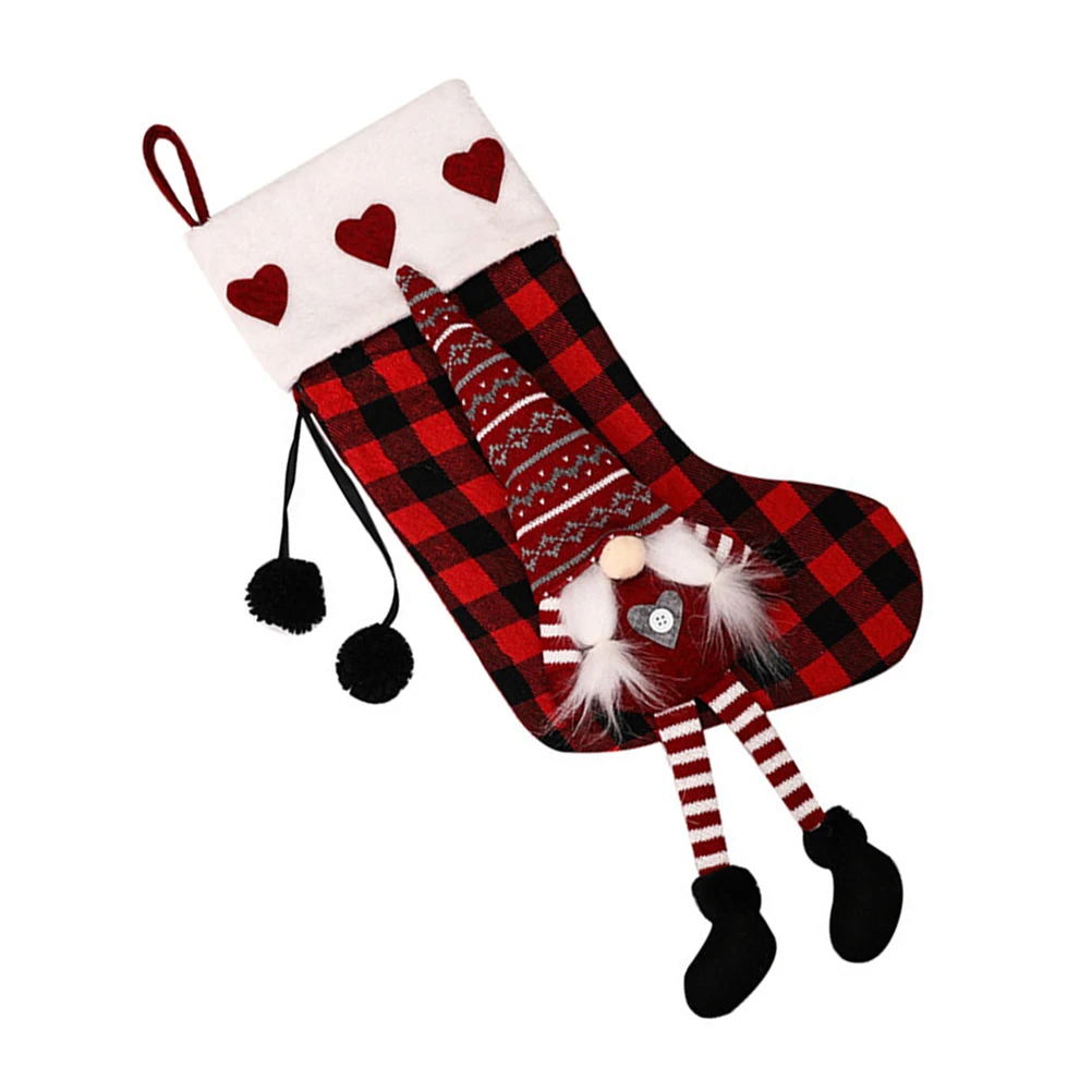 

1Pcs Christmas Sock Plaid Gift Bag Practical Xmas Candy Pouch Xmas Tree Pendant Holiday Decoration Christmas Plaid Sock