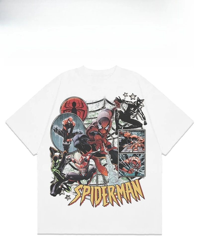 Camisetas de homenaje American Marvel Spider Man, Wolverine, Deadpool Anime Merchandise Colaboración Camiseta de manga corta de verano