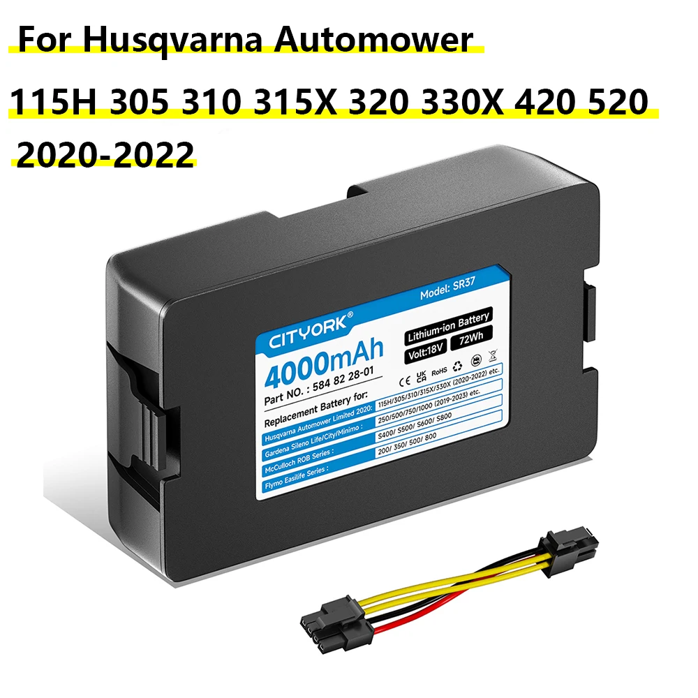 Akku für Husqvarna Automower Limited 2020-2022 115H 305 310 315X 320 330X 420 520 18V 4000mAh Ersatz-Li-Ionen-Akku für Gardena Sileno City 250/500/400/1250 (2019-2023)