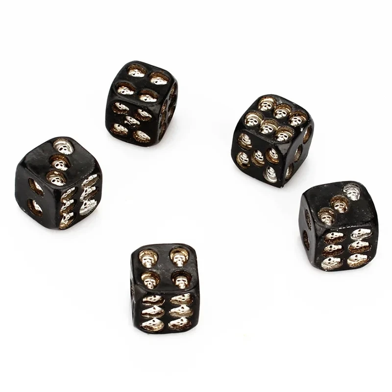 5pcs/Set 18mmHalloween Resin Skull Dice Statue Classic Board Game Skeleton Dice Office Desk Decor Toy Halloween Party Decoration