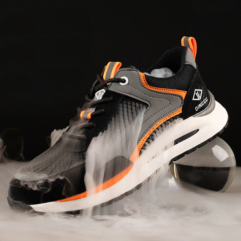 men fashion summer safety shoes breathable steel toe cap work sneakers worker tooling security boots protective footwear zapatos