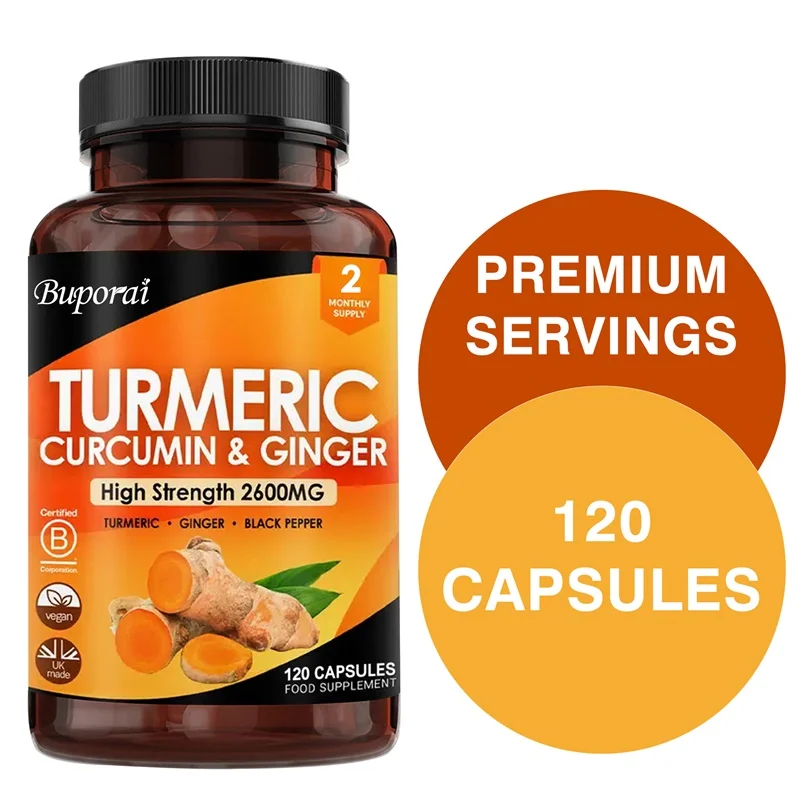 

Органическая куркума Куркумин + имбирь + черный перец для суставов, мышц, травлений и иммунитета, поддерживает здоровье мозга