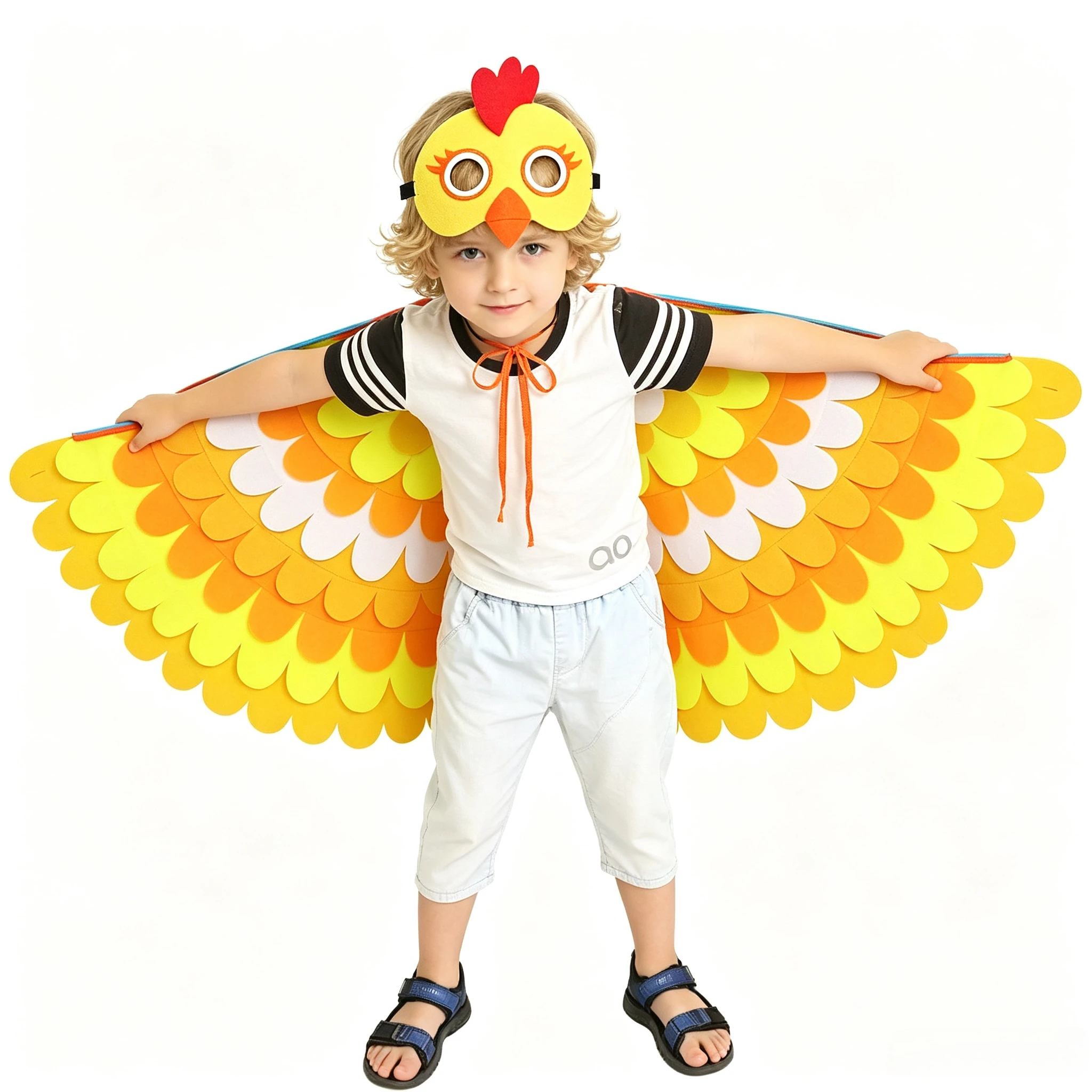 Colorful Felt Bird Wings Cape for Kids, Creative Halloween Carnival Prop, Dress‑up Cloak for Masquerade & Stage Performance
