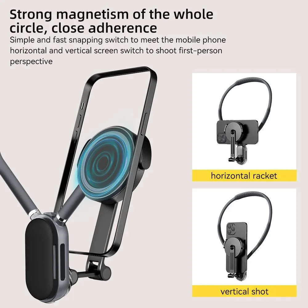Soporte magnético fuerte de silicona para montaje en el cuello, soporte de liberación rápida para iPhone 16 17 15 14 13 Pro Max Sumsung Xiaomi, soporte de grabación de vídeo