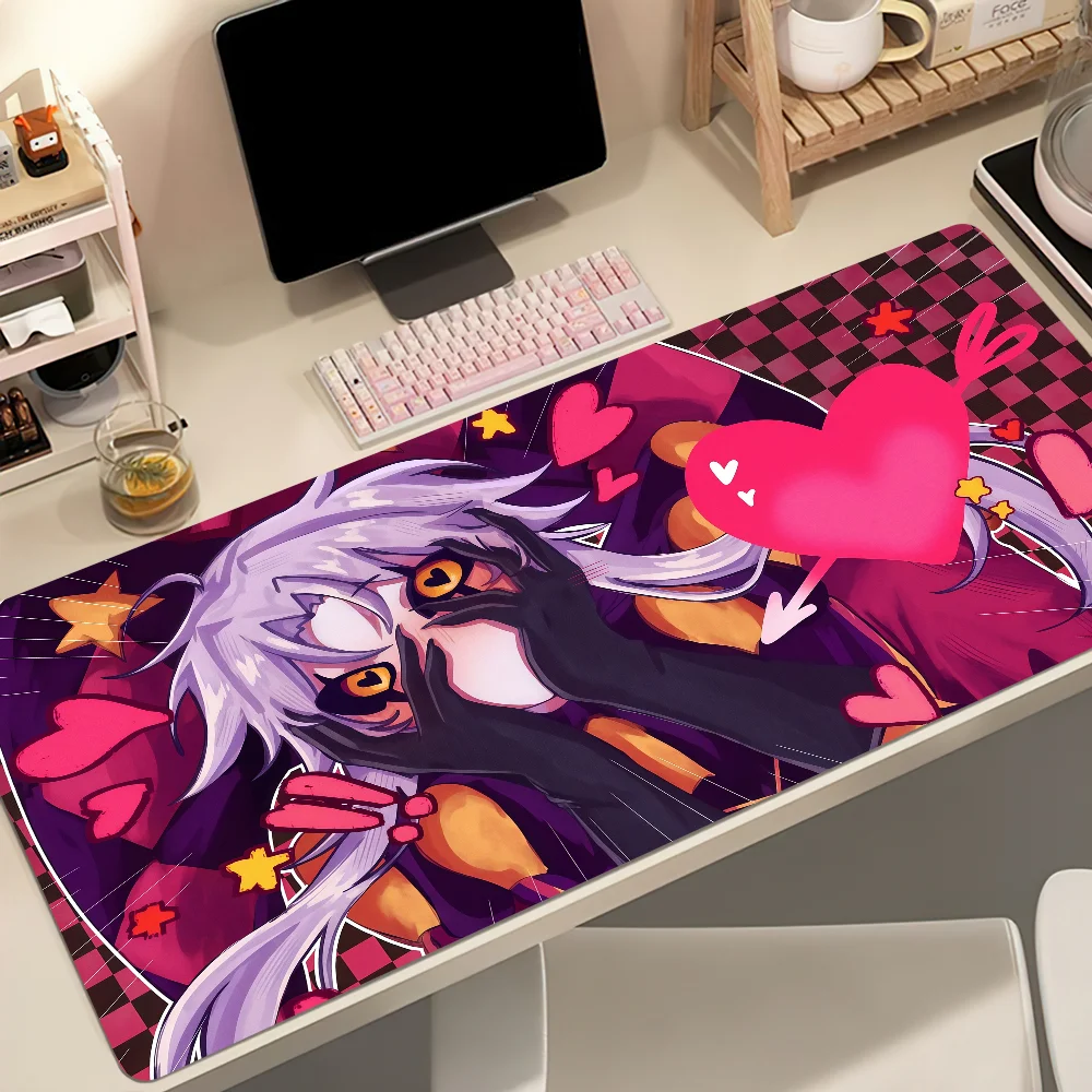 Mouse Pad Grande Antiderrapante com Borda Costurada para Computador de Mesa, Teclado, Escritório, Gamer, Estudante - Tema Game The F-freak C-circus Pierrot