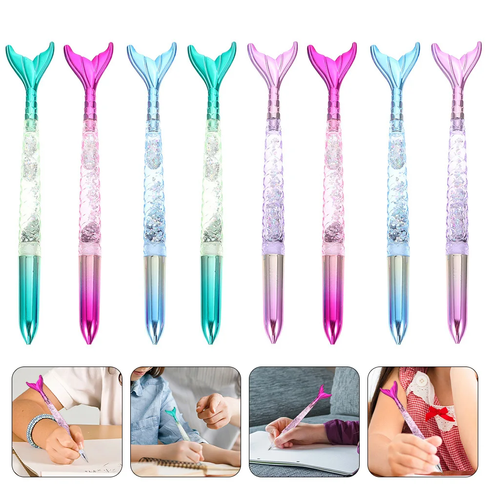 

8 шт., ручки для письма с хвостом русалки, многофункциональная гелевая ручка, ручка с гладкими чернилами, студенческие принадлежности, бытовой портативный детский аксессуар