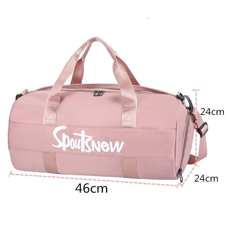 2024 Pink Sports Bag Women Fitness Gym Handbag impermeabile Yoga Weekend Bags Light Travel Swim Duffle Blosa con scomparto per scarpe