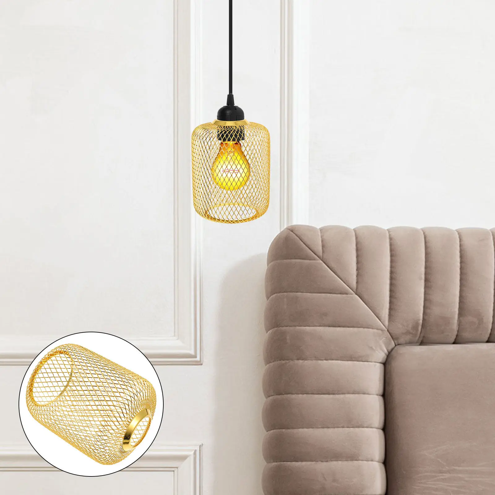 Iron Wire Lampshade Light Shade Hollow Out Metal Drum Lamp Cover Decorative Vintage Lamp Cage for Living Room Bedroom Dining