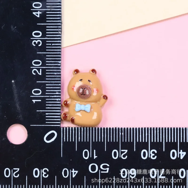 5PCS Hot Kawaii Kapibala Series Resin Toy Cute Cartoon Exquisite Creativity DIY Mobile Phone Case Hair Clip Material Supplies - view 5