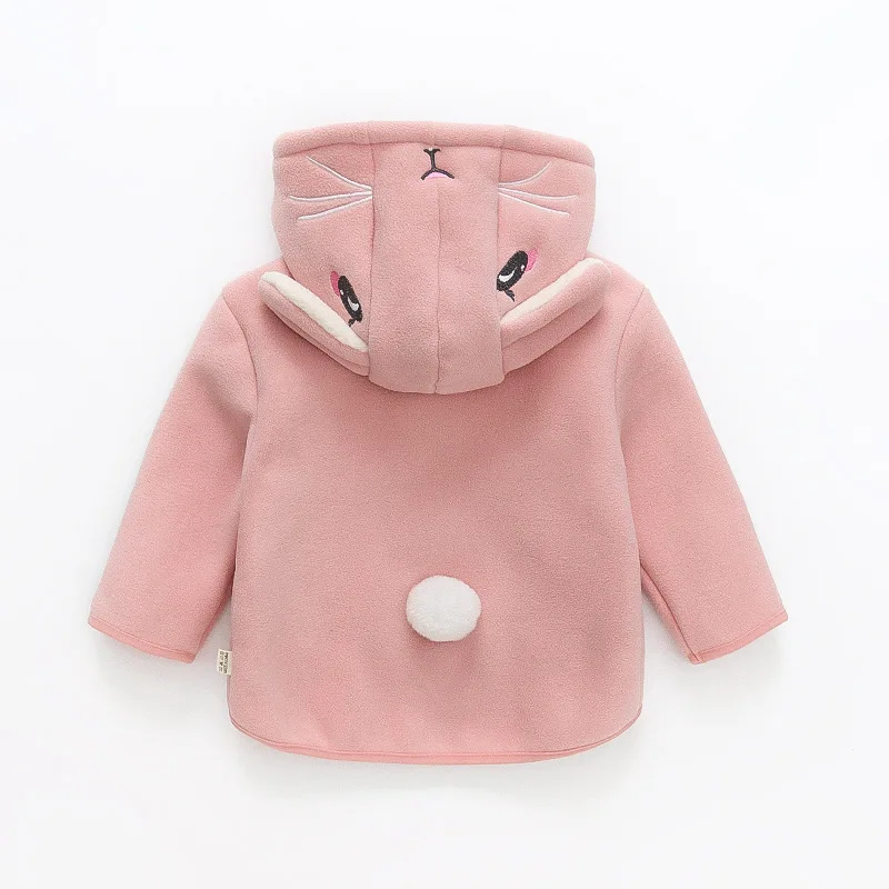 Girls Boys Clothes Velvet Coat Autumn Winter Style Childrens Clothing Baby Flocking Hood Tops Animal Cartoon Letter Coat Kids