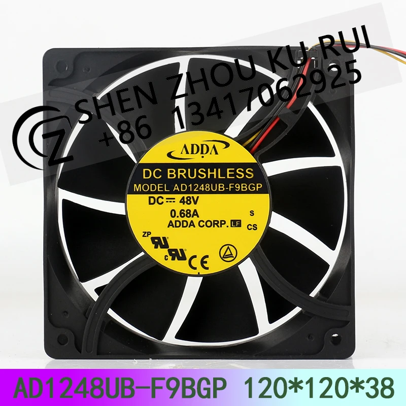 Original ADDA 48V 0.68A 12038 Converter High air pressure 120X120X38MM 12CM Server AD1248UB-F9BGP cooling fan