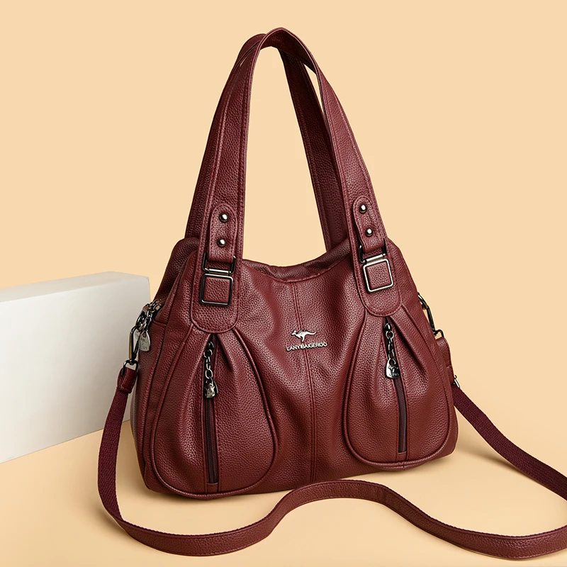 

Роскошные женские кожаные сумки на ремне. Дизайнерские женские сумки через плечо для женщин. 2025 г. Большая вместительная повседневная сумка-тоут.