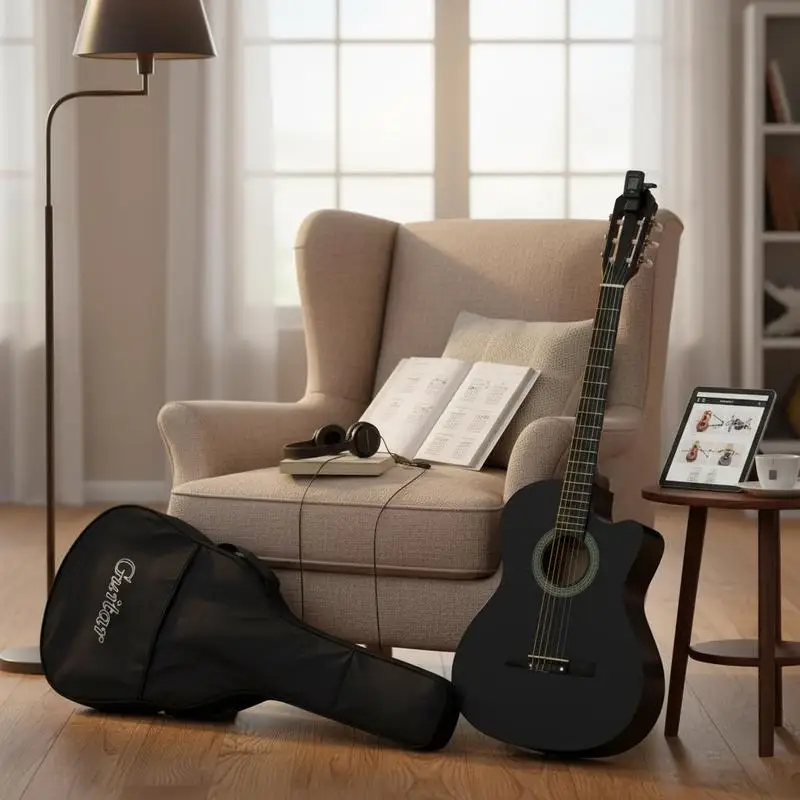 Klassische Gitarre für Anfänger mit schwarzer 4/4 39-Tasche