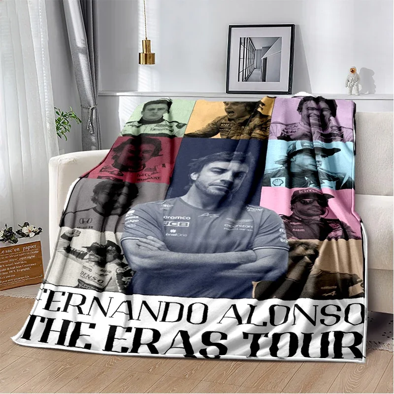 ثلاثية الأبعاد فرناندو ألونسو 14 F1 المتسابق بطانية قطيفة ناعمة ، بطانية الفانيلا رمي بطانية لغرفة المعيشة غرفة نوم أريكة تتحول لسرير غطاء نزهة #1