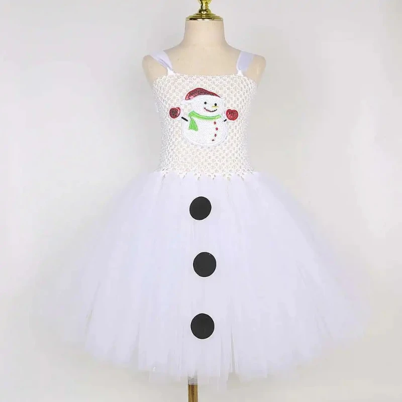 

Костюм снеговика для маленьких девочек, рождественские карнавальные нарядные платья, детский новогодний наряд, рождественская одежда со шляпой, шарфом, носками