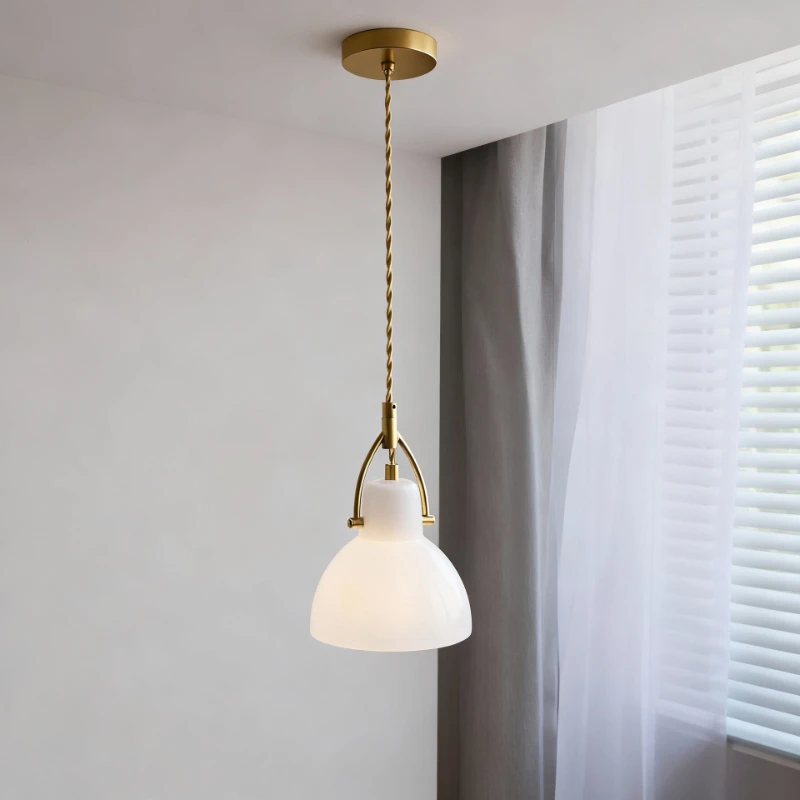 

Nordic copper glass pendant light minimalist living dining room bedroom bedside pendant lamp white restaurant coffee shop decor