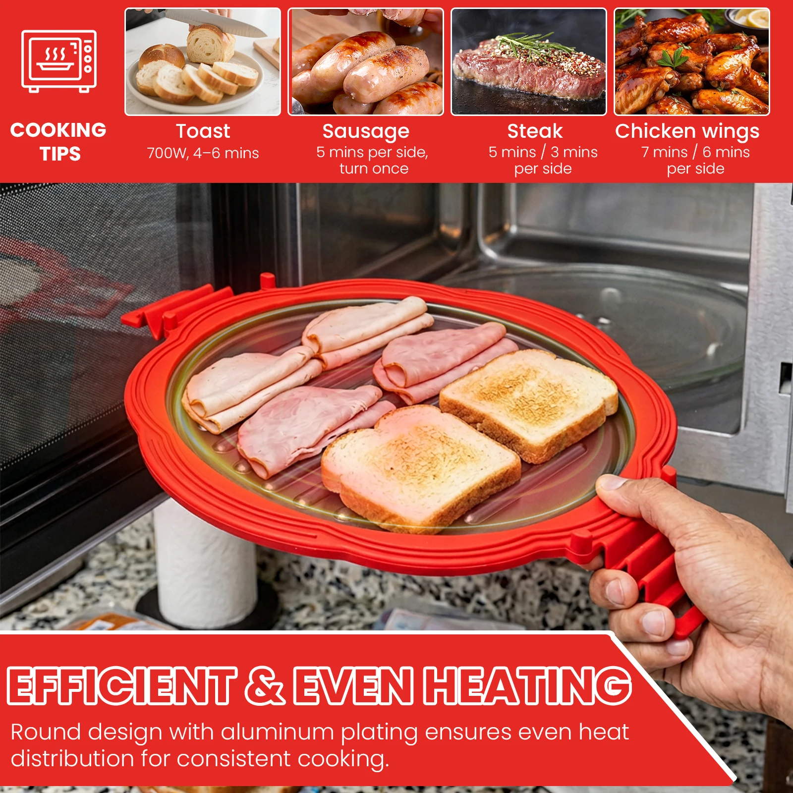 Microwave Baking Tray Nonstick Coating Microwave Grill Pan with Silicone Anti Scald Sleeve Microwave Sandwich Toaster forKitchen view 3