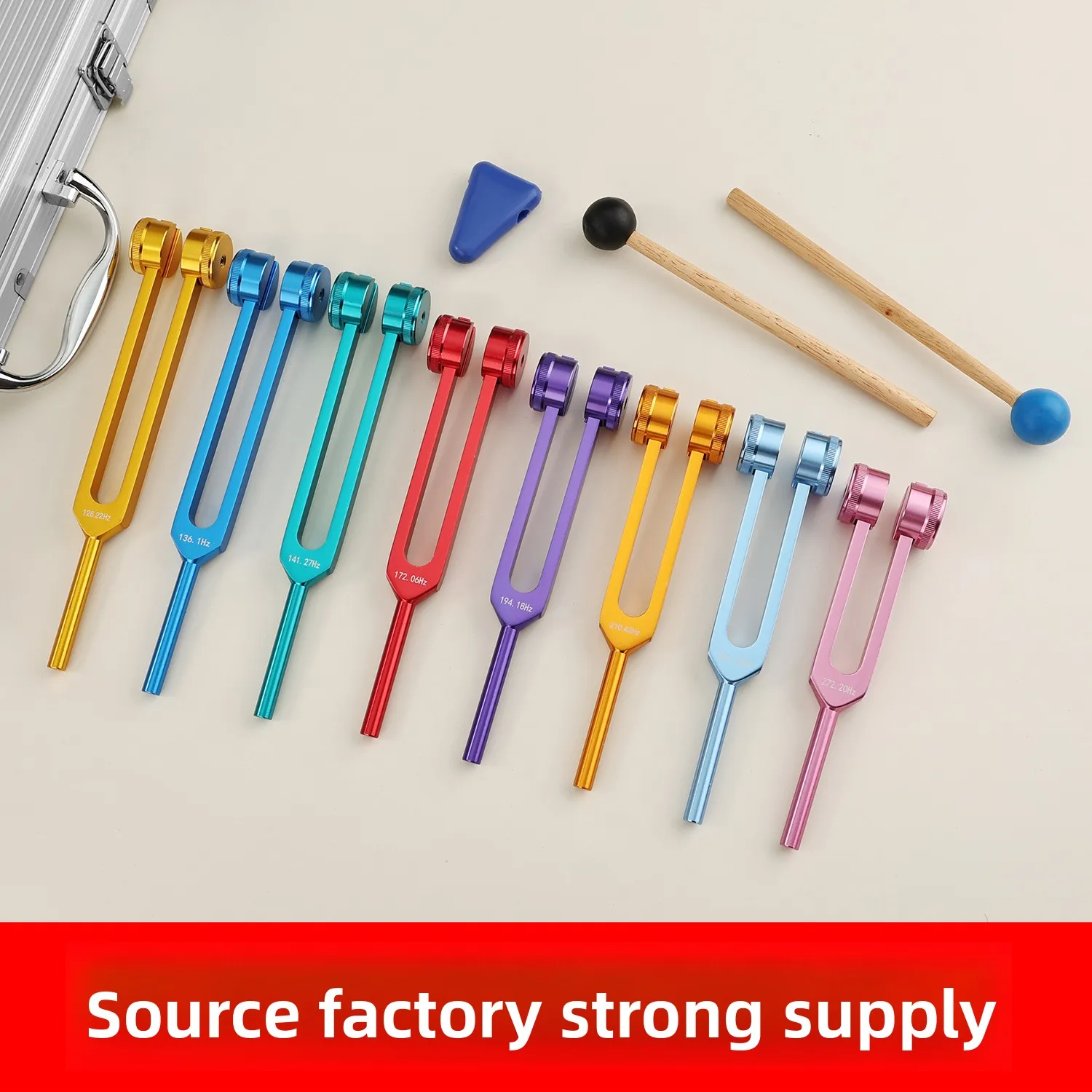Factory-direct Supply Cross-border Aluminum Alloy Healing Tuning Fork Teaching Kit Eight-Piece Color-Coordinated Set Presented